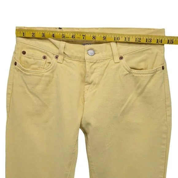 Lucky Brand Maggie Flare Jeans Womens Yellow Cotton Button Fly Denim Size 26 - Picture 7 of 11
